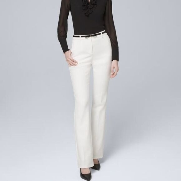 White House Black Market "The Boot" Ivory Trouser Pants NWT Size 6 - Picture 1 of 3